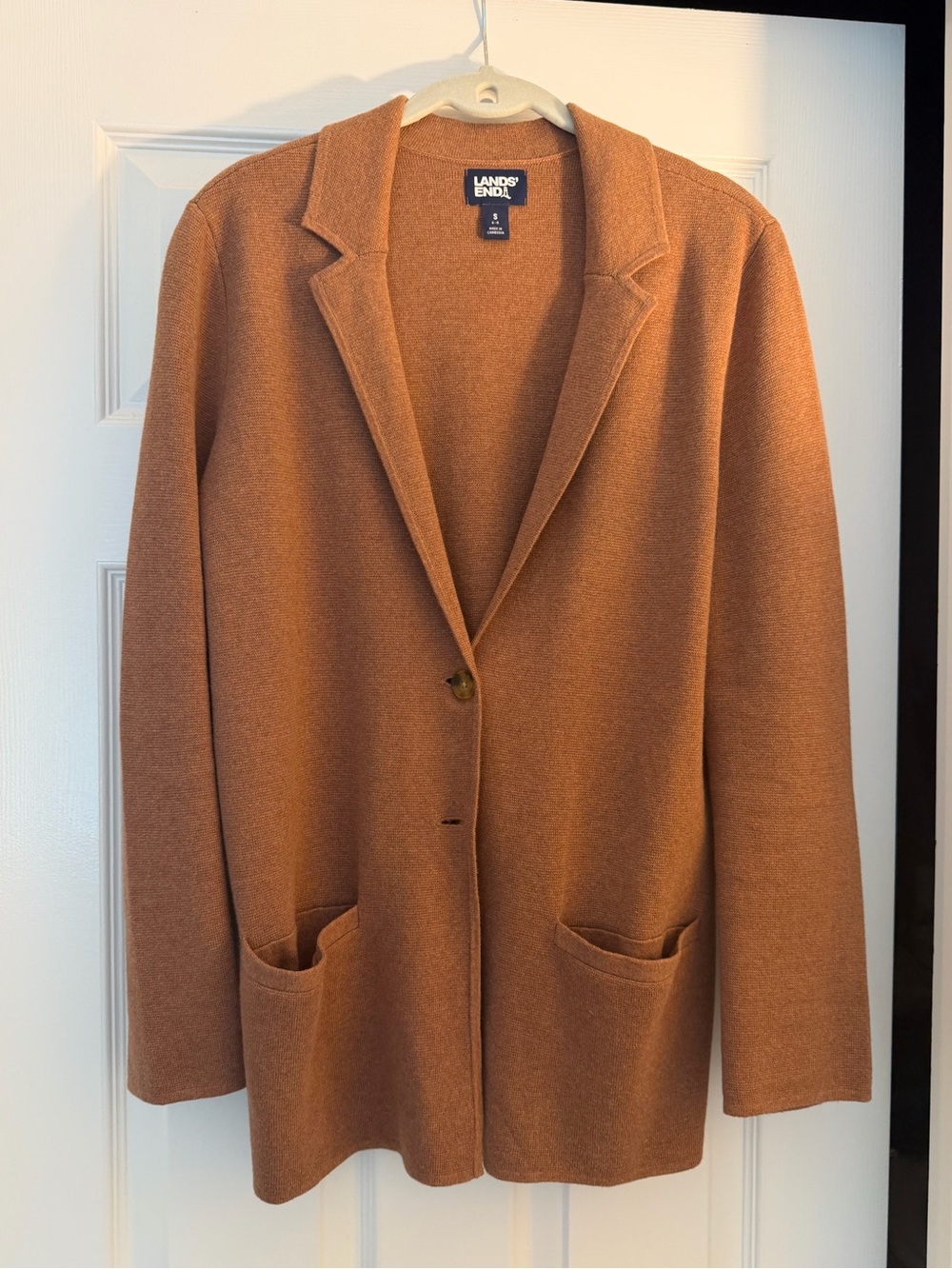 Lands' End Camel Knit Blazer